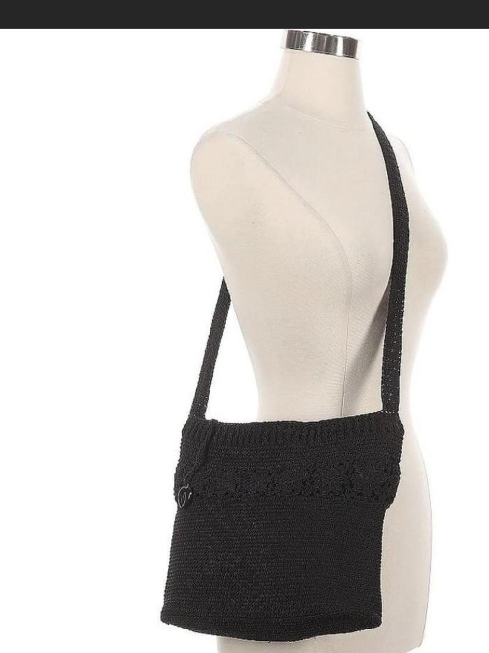 Liz Claiborne Black Knit Crossbody Bag - Classic Women's Shoulder Bag
